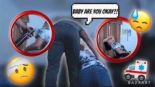 I PASSED OUT PRANK ON MY BOYFRIEND i actually hurt myself 😭 [upl. by Airbmak920]