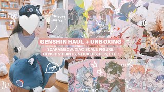 Unboxing Genshin Merch 🤍 Official Scarameow Merch Xiao 17 Scale Figure Art Prints  more [upl. by Rubin]