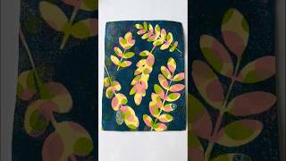 Gelli printing with just leaves and a stencil 🌿gelliprint botanical leaves stencil gelliplate [upl. by Harms]