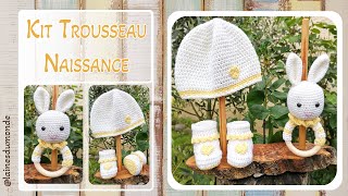 Faire Trousseau Naissance Bébé Crochet  Hochet Lapin Bonnet Chausson  👶KIT  Tuto Pas à Pas 🎨😍 [upl. by Markland]