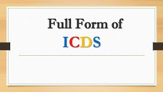 Full Form of ICDS  Did You Know [upl. by Jehovah]