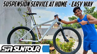 How to service bicycle suspension  Sr suntour xct  make your suspension smooth ✨ mtb mtbhacks [upl. by Ahsilav939]