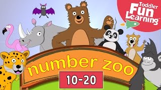 Learn to Count 10 to 20 with Number Zoo  Toddler Fun Learning [upl. by Gunner]