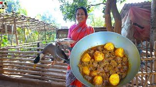 নতুন আলু দিয়ে হাঁসের মাংস রান্না  Duck curry with potato  village style cooking duck meat [upl. by Ennairrek390]