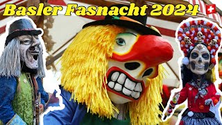 Basler Fasnacht 2024 🇨🇭🥁🎷🎺👺🎭 Cortege Day 1 fasnacht basel cortege baselfasnacht [upl. by Greg]