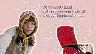 easy hood bonnet tutorial step by step with half double crochets one size fits all [upl. by Ayk]