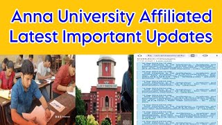 Anna University Affiliated Recent Notification Full Details 👍 [upl. by Anaihsat828]