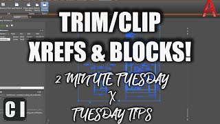 AutoCAD How to Clip or Trim Xrefs external references and Blocks  2 Minute Tuesday [upl. by Chicky]