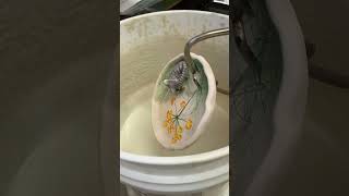 Satisfying pottery process of how I create a ceramic dish by pressing leaves and flowers in clay [upl. by Chilcote]