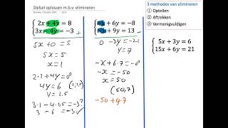 Stelsel vergelijkingen oplossen mbv eliminatie [upl. by Zephan]