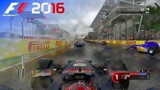 F1 2016  25 Rain Race at Autódromo José Carlos Pace Brazil in Verstappens Red Bull [upl. by Ahsemrac234]