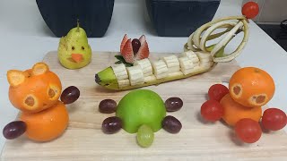 Carving and Slicing Fruits🍏🍐🍌🍊🍇CuttingskillsSlicingskillsart [upl. by Olecram]