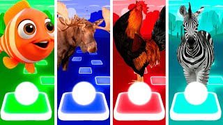 Funny Fishes Dance 🆚 Funny Moose Dance 🆚 Funny Roosters Dance 🆚 Funny Zebras Dance in Tiles Hop [upl. by Hyatt541]