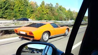 Lamborghini Miura P400 S accelerates on autobahn Nice sound and awesome car 1080p HD [upl. by Beau]