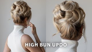 How To High Bun Updo Hairstyle ✨ Medium  Long Hair Updo Tutorial [upl. by Ettennej]