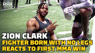 Zion Clark Fighter Born Without Legs Reacts to Win in MMA Debut  MMA Fighting [upl. by Akirat]