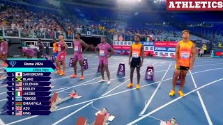 Unbelievable Mens 100m Race in Rome Diamond League [upl. by Eneluj354]