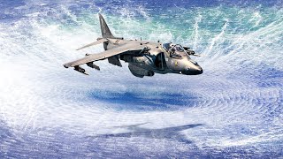 US AV8B Harrier II Showing its Insane Vertical Capability Over Water [upl. by Nylahs]