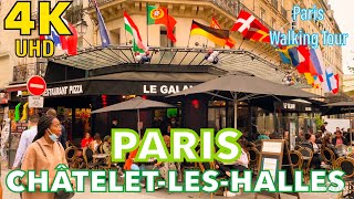 Châtelet Les Halles Paris walking tour 4k 2021  Paris 4k  A walk In Paris  walking tours [upl. by Relyc]