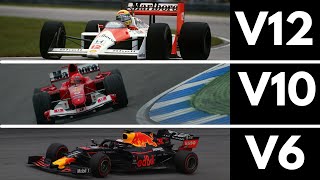 Incredible F1 Engines Sound Evolution 1950Current V12 V10 V8 V6 [upl. by Raamal]