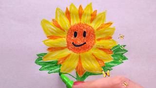 🌻 Sonnenblume malen  Zeichnen  How to draw a sunflower [upl. by Ailec50]