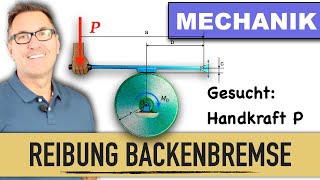 Normalkraft  Reibkraft  Handbremse  Haftreibungskoeffizient  Haftreibung an der Backenbremse [upl. by Holladay24]