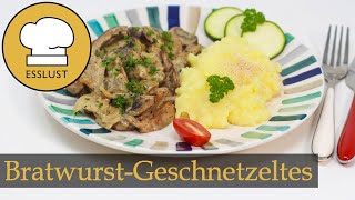 BRATWURSTGESCHNETZELTES  schnelles Feierabendrezept [upl. by Atiuqat]