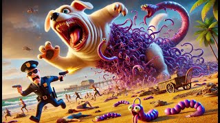 Nightmare Beach Scary Purple Slimy Zombie Dog Causing Chaos Attacking Humans AnimalStoriesf6b [upl. by Leesen]