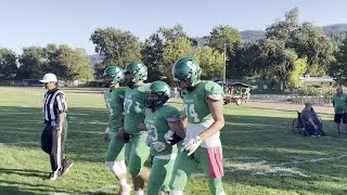 Video Calistogas football captains go out for the coin flip before facing Potter Valley on Sept [upl. by Starlin862]