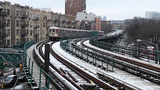 New York City Subway Snowy Elevated Trains in Manhattan and Bronx [upl. by Granlund]