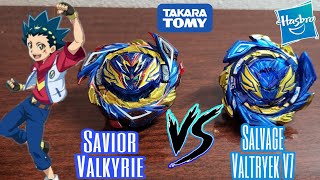 Savior Valkyrie VS Salvage Valtryek V7 Takara Tomy VS Hasbro Batalla Beyblade Burst [upl. by Nairad]