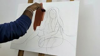 Figurative Painting  Acrylic Abstract Painting  Step By Step [upl. by Ayrad]