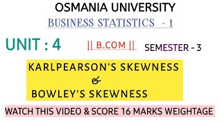 KARLPEARSONS SKEWNESS  BOWLEYS SKEWNESS BS  1  EXPLANATION  SEM  3 ‎shivanipallela [upl. by Nylhtak950]