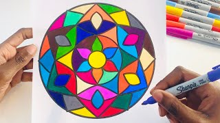 Satisfying Sharpie Art ASMR Quick amp Easy Mandala Coloring Relaxing amp Soothing Visual Triggers 🖊️ [upl. by Shawn350]