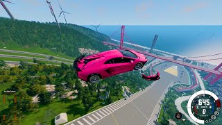 Big Ramp Car Jumps 11 with Super High Speed Car  BeamNG Drive  KentaEx [upl. by Nynnahs]