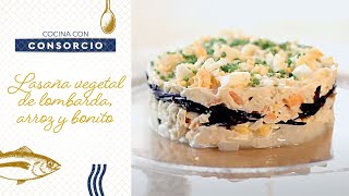 Receta de lasaña vegetal de lombarda arroz y Bonito Consorcio [upl. by Nilam]