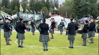 Ballater Pipe Band playing Corriechoillies Welcome in Braemar on eve 2023 Braemar Gathering [upl. by Amej476]