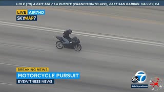 Motorcyclist leads authorities on highspeed chase through San Gabriel Valley  ABC7 [upl. by Steffane]