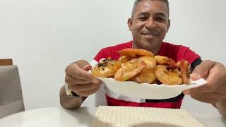 MEU ALMOÇO DE HOJE CAMARÃO AO ALHO E ÓLEO A CONSTRUÇÃO [upl. by Aizirtap]