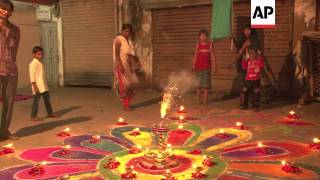 Hindus celebrate Diwali the festival of lights [upl. by Dorothee378]