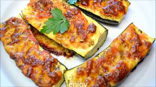 BAKED ZUCCHINI WITH MOZARELLA easy and fast zucchini recipe CALABACIN CON QUESO AL HORNO [upl. by Adnilrem]