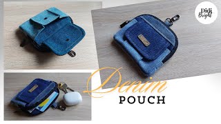 DIY Denim Zipper Pouch sewing Tutorial How to make a pouch out of old jeans [upl. by Hamehseer608]