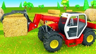 Farm vehicles for Kids Tractors and Combine Harvester working on the field video for Children [upl. by Erie]