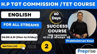 🔴English 02 HP TGT CommissionHP TET By Prabhsimran Kaur Madam [upl. by Enyluqcaj165]