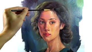 Art Oil painting girl portrait on canvas [upl. by Gladdie80]