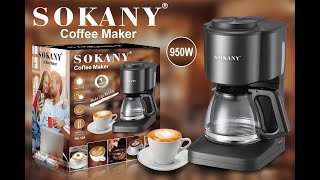 SOKANY 6Cup Drip Coffee Maker Simply Brew Compact Drip Filter Coffee Machine [upl. by Fong678]