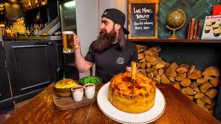 YOU GET FREE BEERS FOR THE NIGHT IF YOU CAN CONQUER THIS GIANT £85 PIE CHALLENGE  BeardMeatsFood [upl. by Ahsaele]