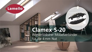 Lamello Clamex S20 Wiederlösbarer Möbelverbinder für die 4 mm Nut [upl. by Serene]