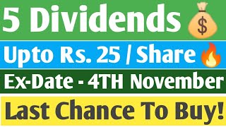 5 Dividends  Ex  Date  4TH November  Latest November Dividends  Best November Dividend Analysis [upl. by Ellon563]