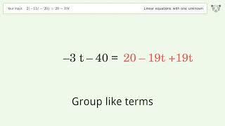 Solve 211t202019t Linear Equation Video Solution  Tiger Algebra [upl. by Haliehs]